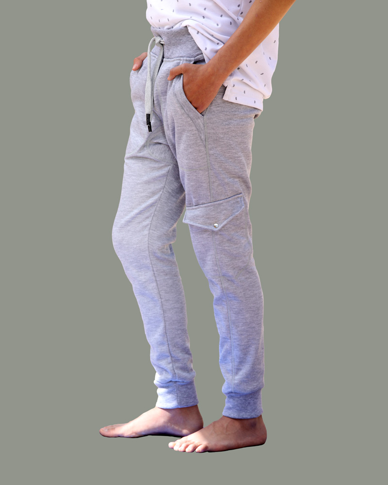 Jogger Premium para Hombre. Tipo Cargo. Gris Claro
